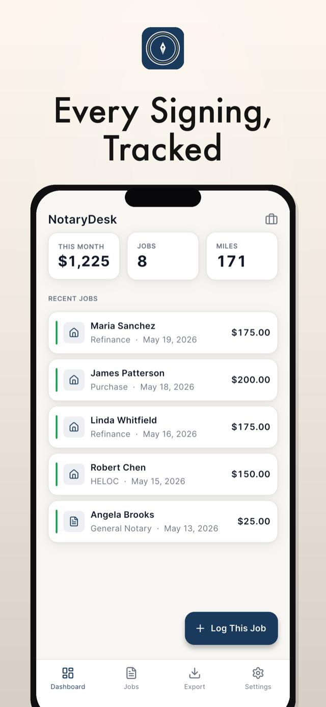 NotaryDesk: Job Log + CSV screenshot 1