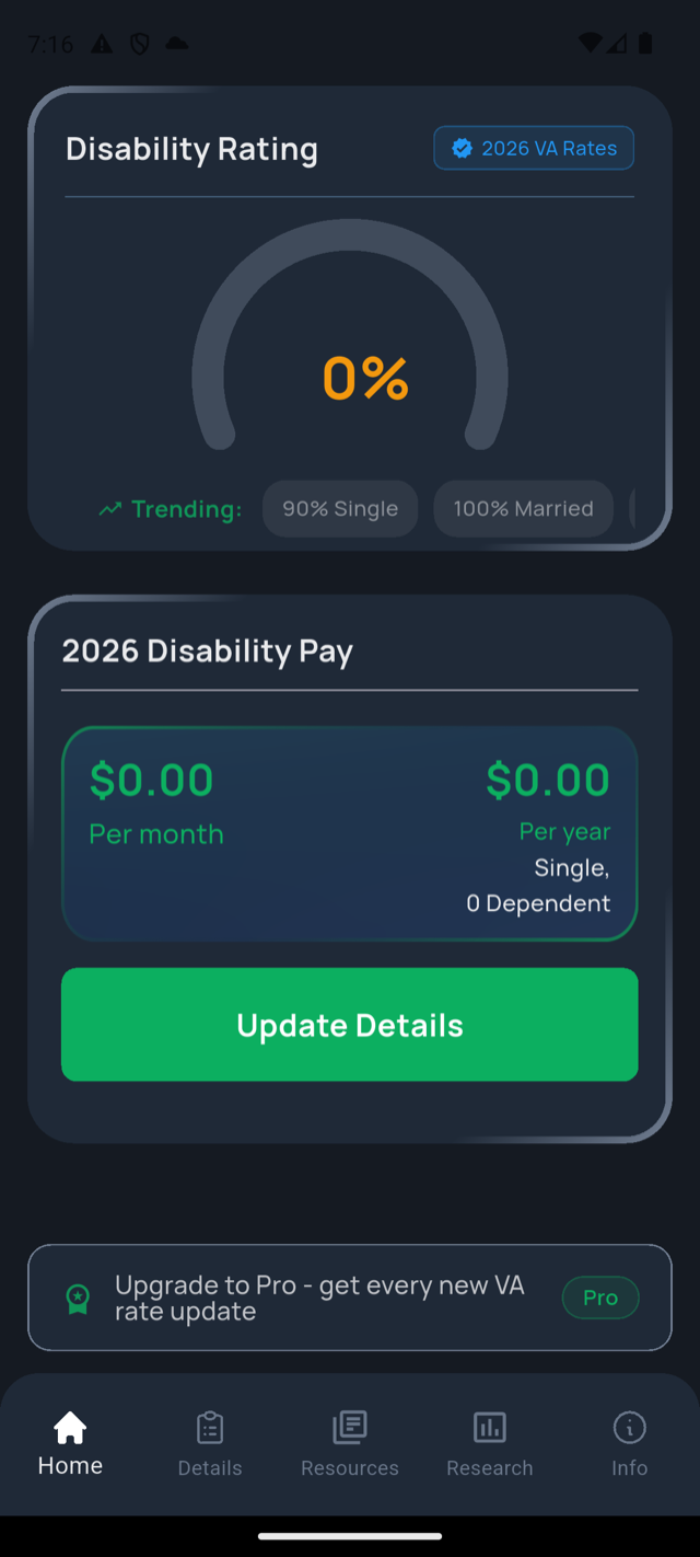VA Disability Rates Calculator screenshot 2